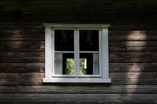 cabin with double hung windows