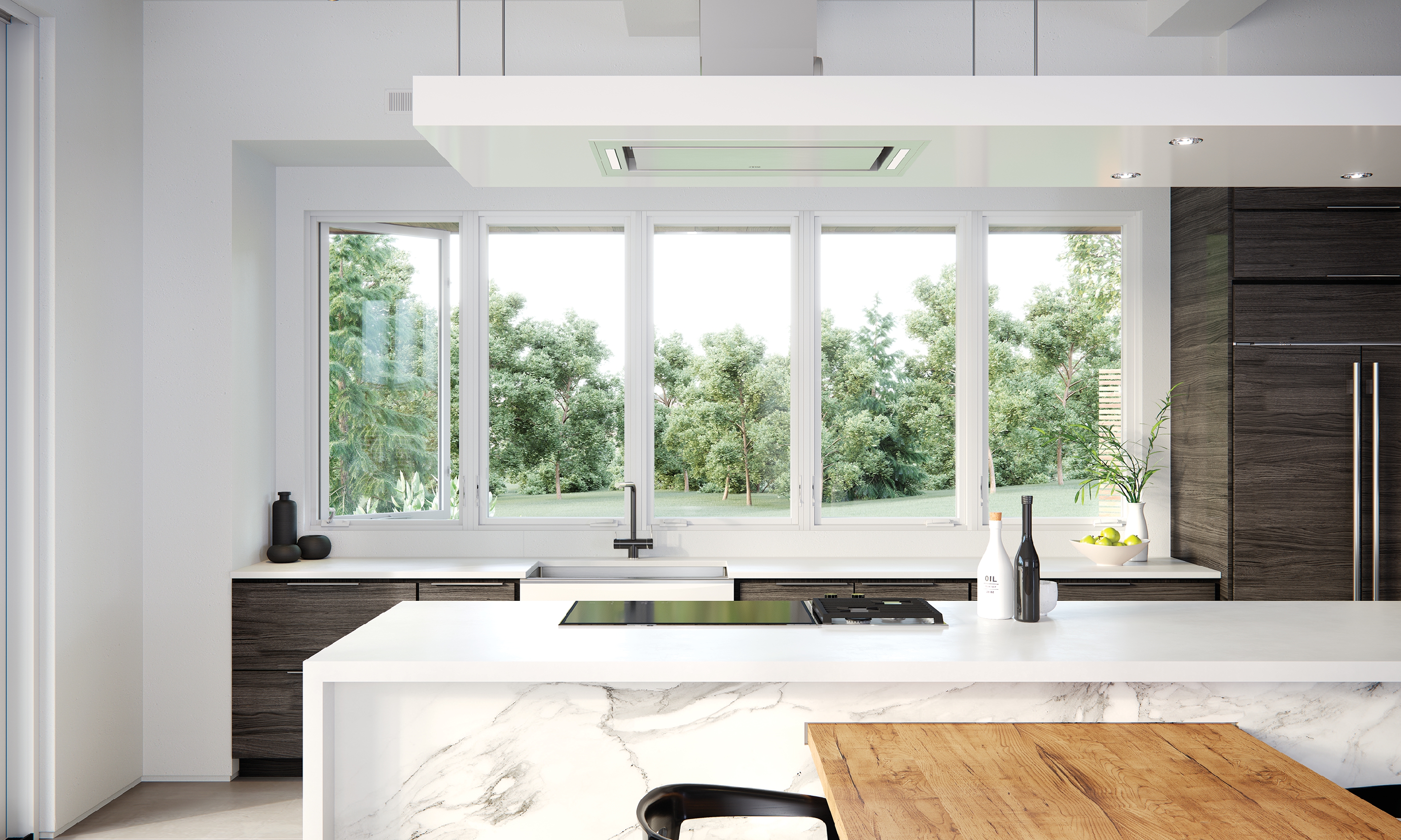 large casement windows in a contemporary kitchen